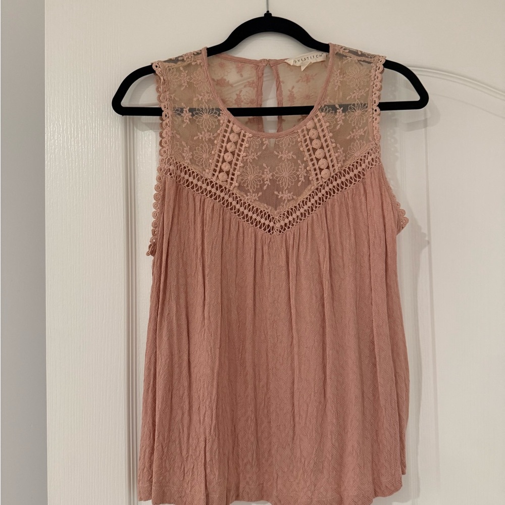 Lovestitch Pink Sleeveless Embellished Blouse